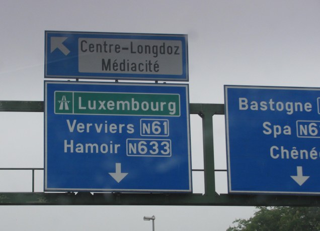 On the way into Luxembourg from Belgium, looking forward to the cheap fuel, May 2012