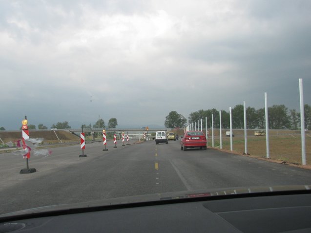 Turning off E79 onto the Sofia Ring Road heading for Hemus Highway in May 2013. As of today the road ahead is open.