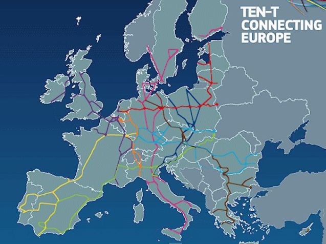 The nine key transport corridors for roads, rail and waterways to receive €700bn of investment up until 2030.